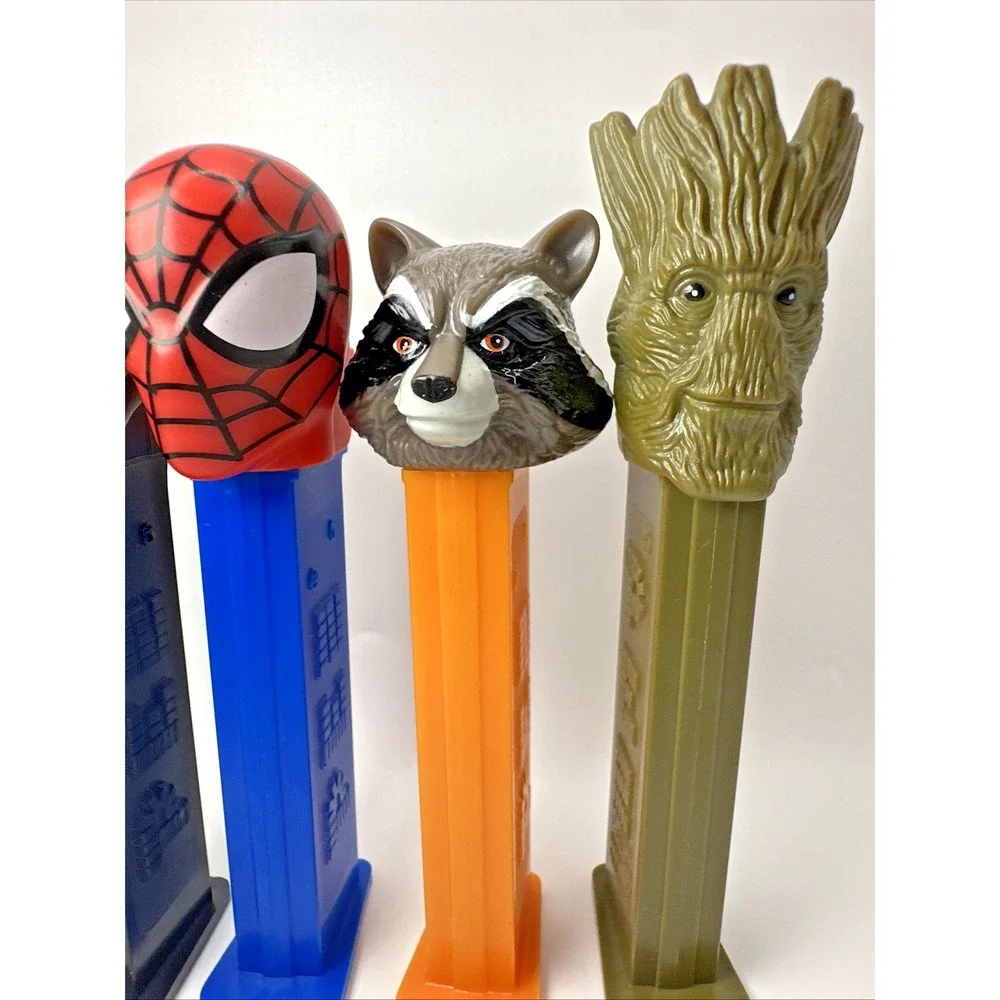 Lot Of 6 Marvel PEZ Dispensers Spider-Man Black Panther Groot Rocket Raccoon
